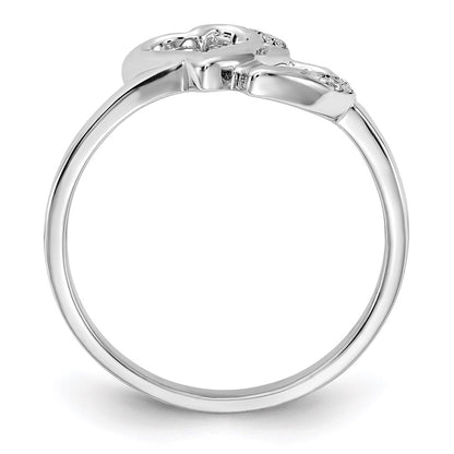 14k White Gold AAA Real Diamond heart ring