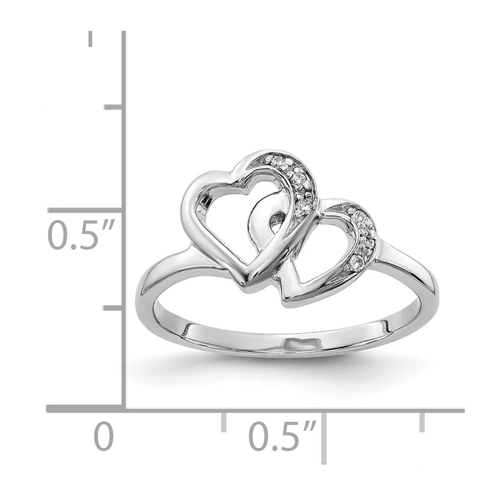 14k White Gold AAA Real Diamond heart ring