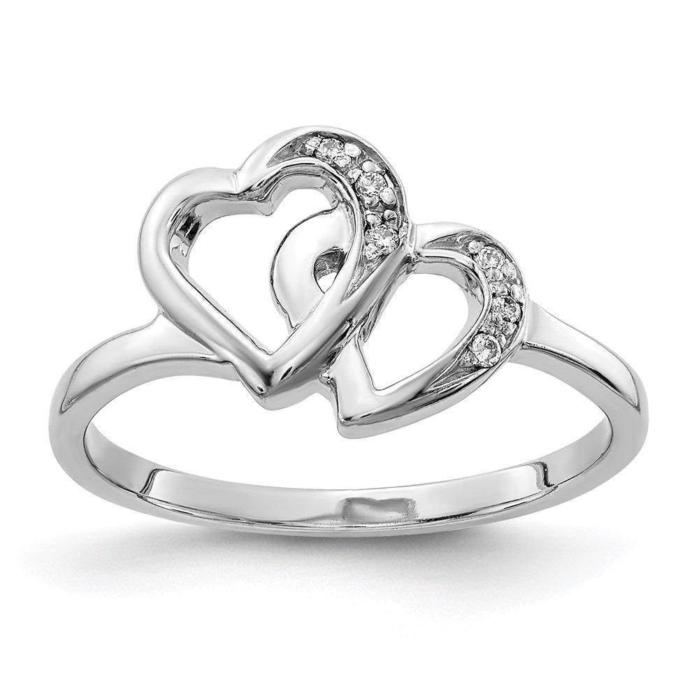 14k White Gold AAA Real Diamond heart ring