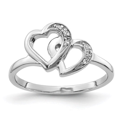 14k White Gold AAA Real Diamond heart ring