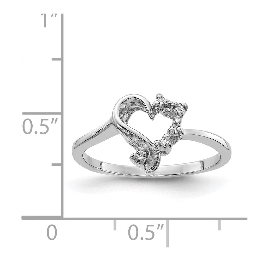 14k White Gold AA Real Diamond heart ring
