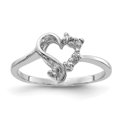 14k White Gold AA Real Diamond heart ring