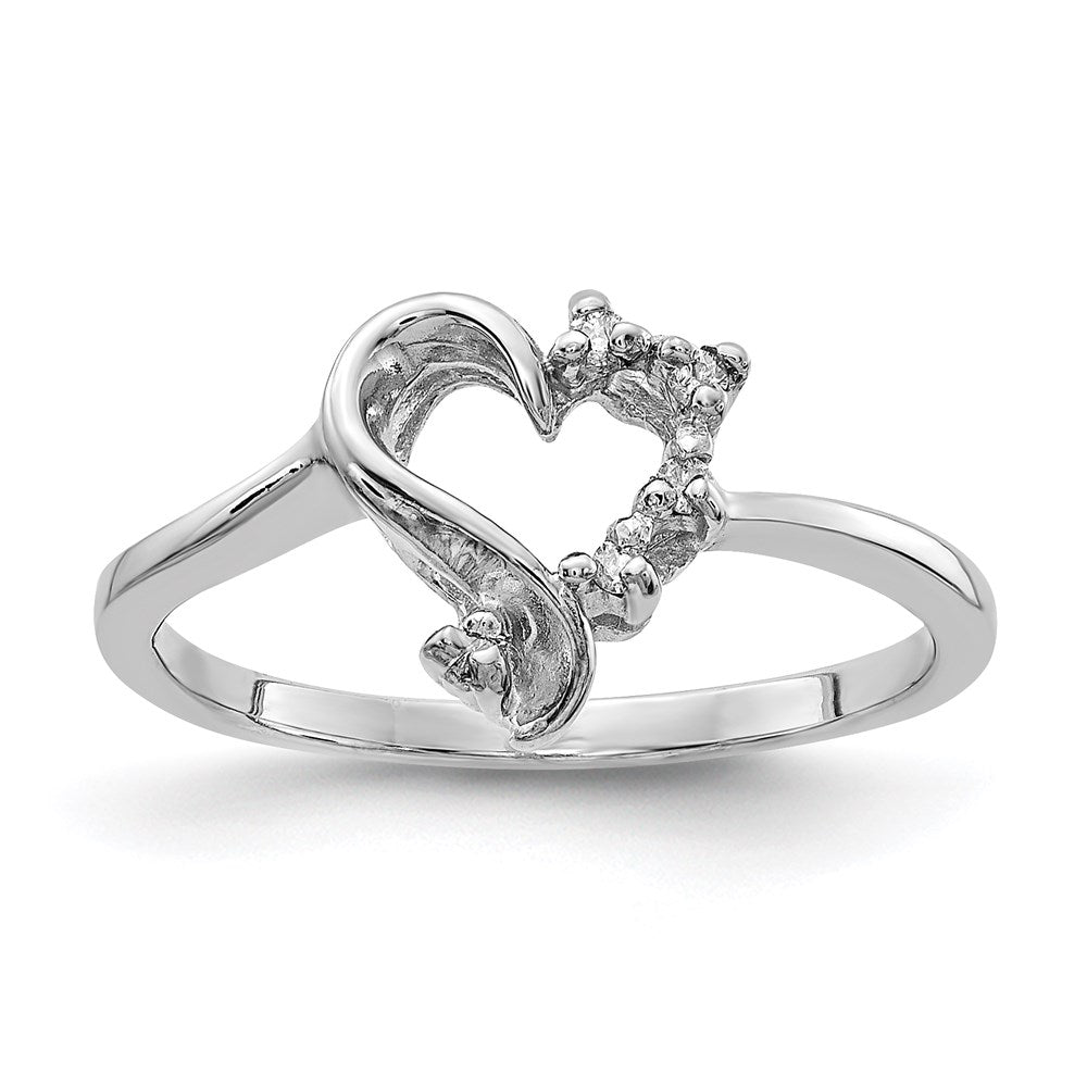 14k White Gold A Real Diamond heart ring