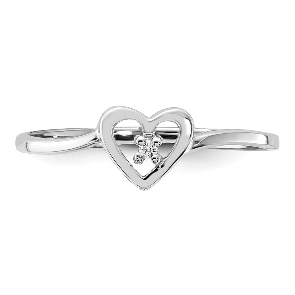 14k White Gold A Real Diamond heart ring
