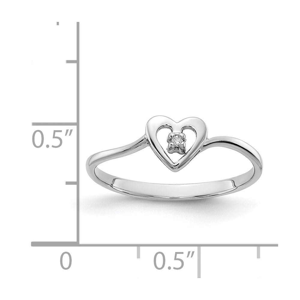 14k White Gold A Real Diamond heart ring