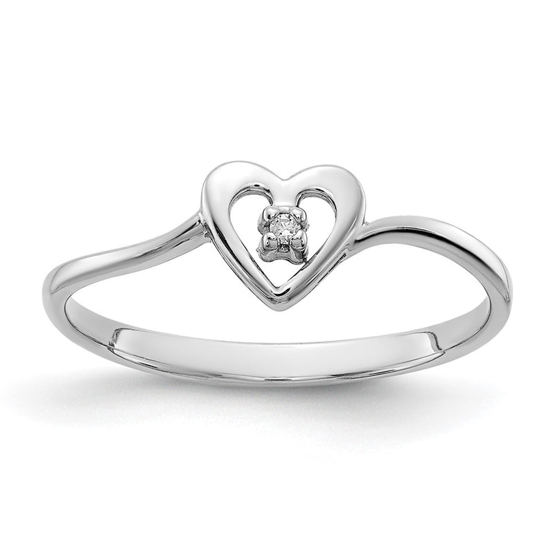 14k White Gold A Real Diamond heart ring