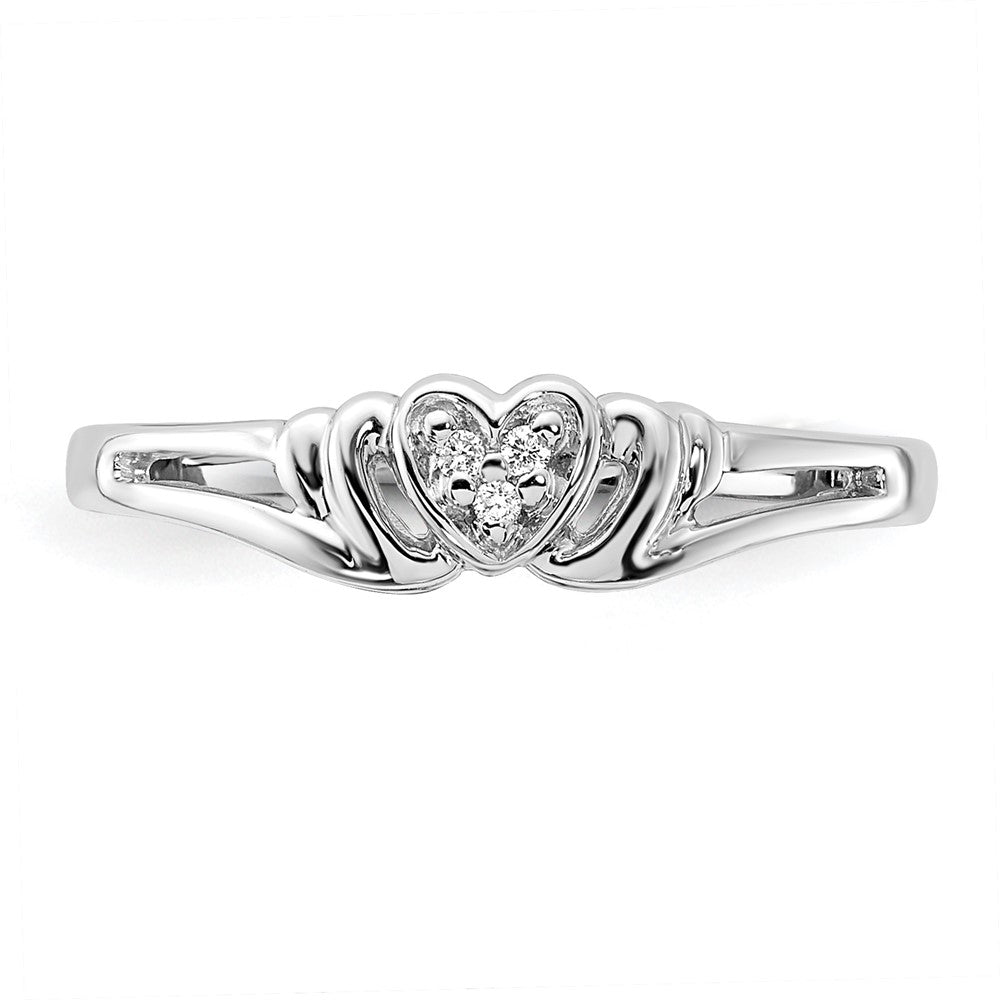 14k White Gold A Real Diamond heart ring