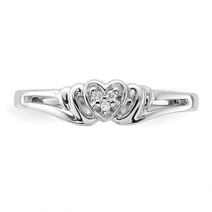 14k White Gold A Real Diamond heart ring