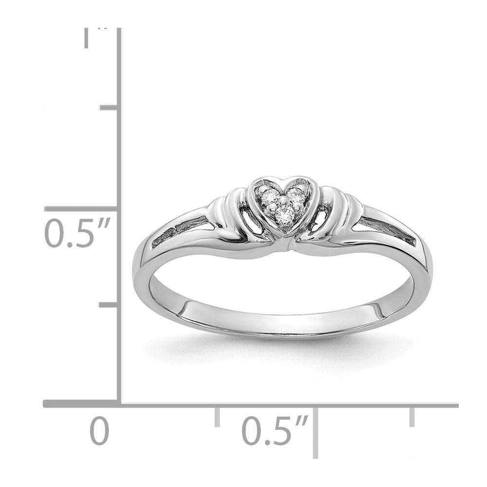 14k White Gold A Real Diamond heart ring
