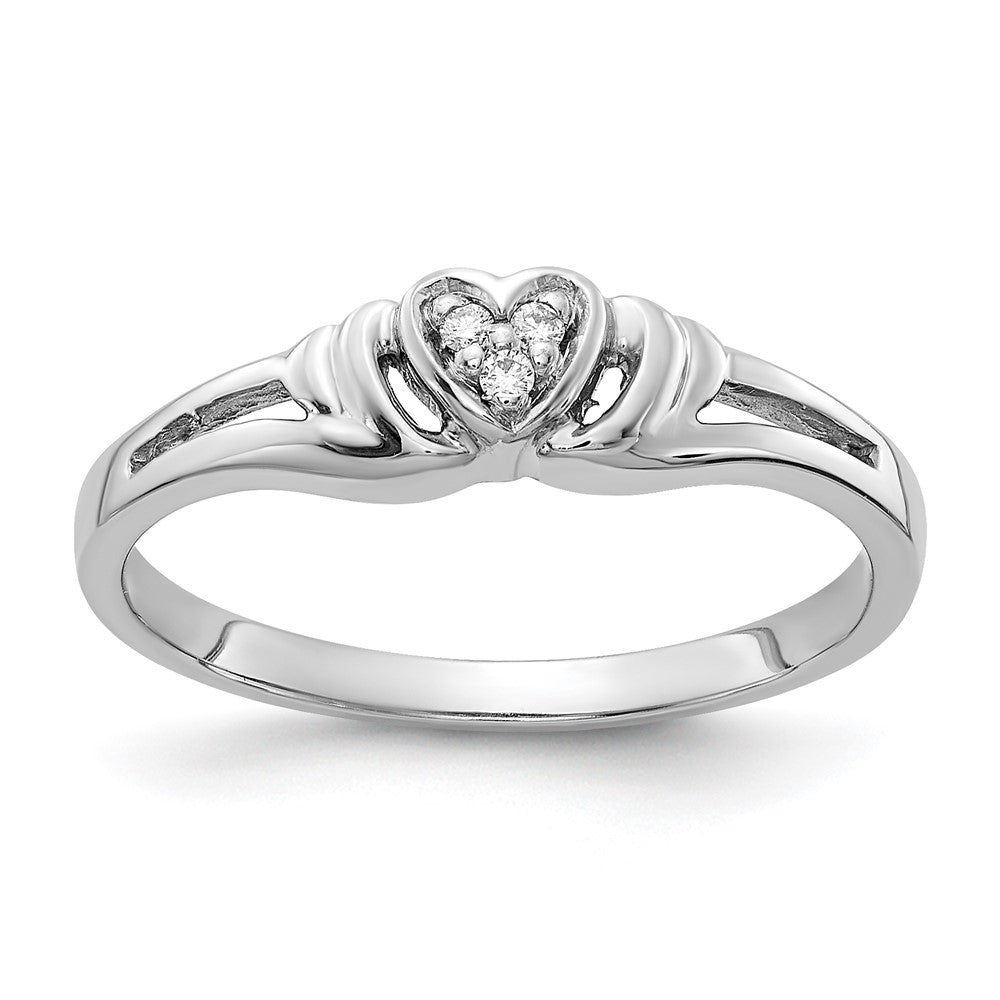 14k White Gold VS Real Diamond heart ring