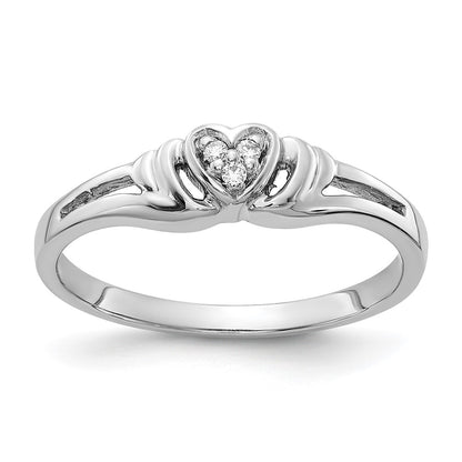 14k White Gold A Real Diamond heart ring