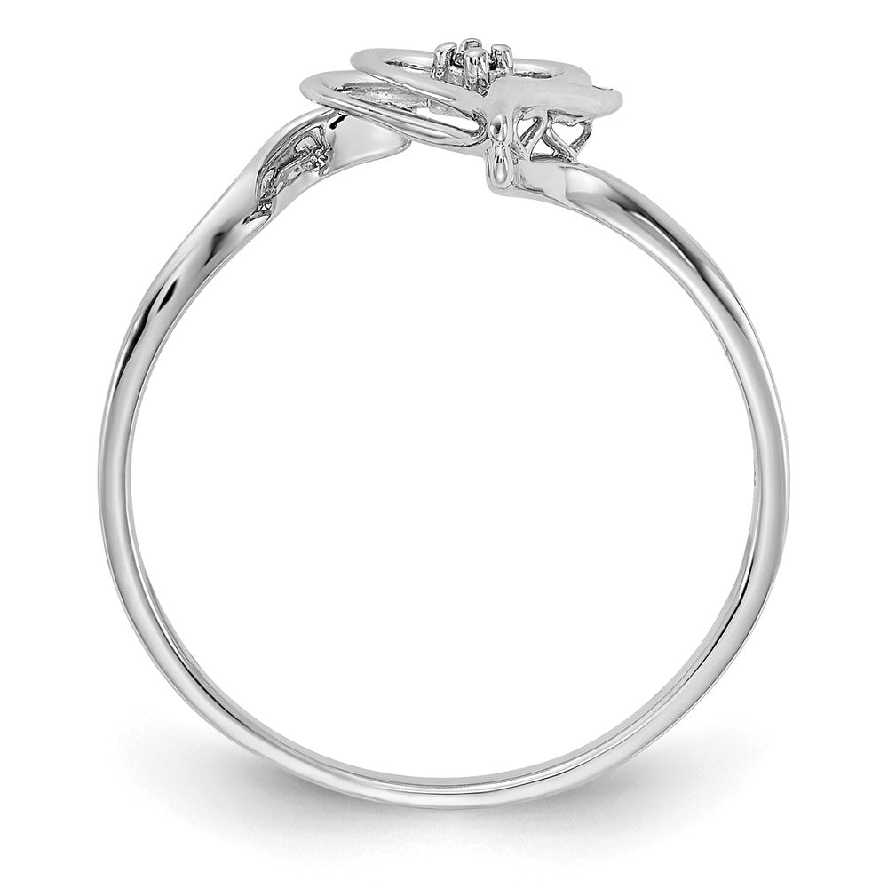 14k White Gold AAA Real Diamond heart ring