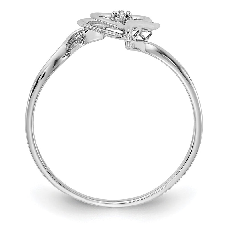 14k White Gold AAA Real Diamond heart ring