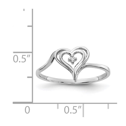14k White Gold AAA Real Diamond heart ring