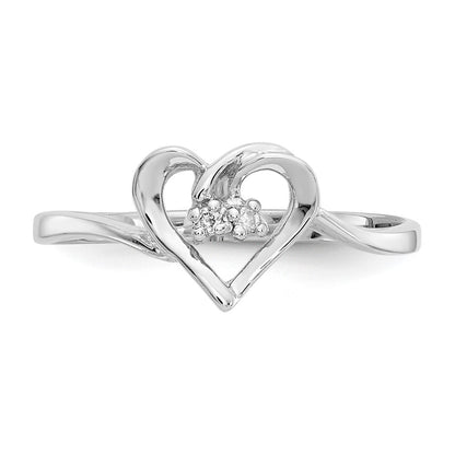 14k White Gold AA Real Diamond heart ring