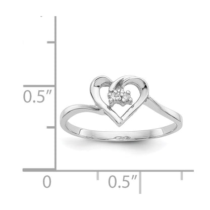 14k White Gold AA Real Diamond heart ring
