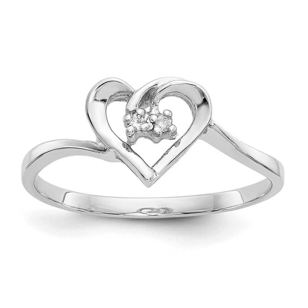 14k White Gold AA Real Diamond heart ring