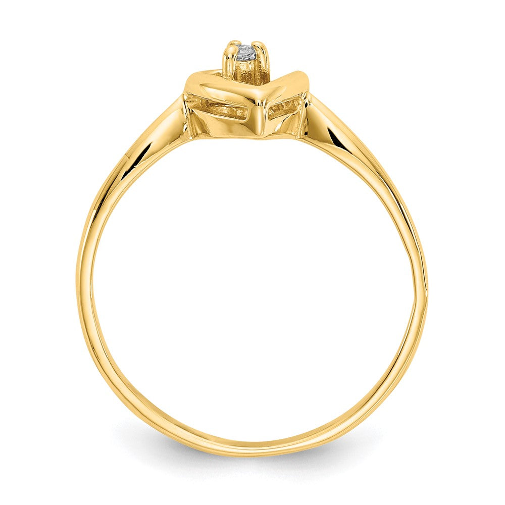 14K Yellow Gold AA Real Diamond heart ring