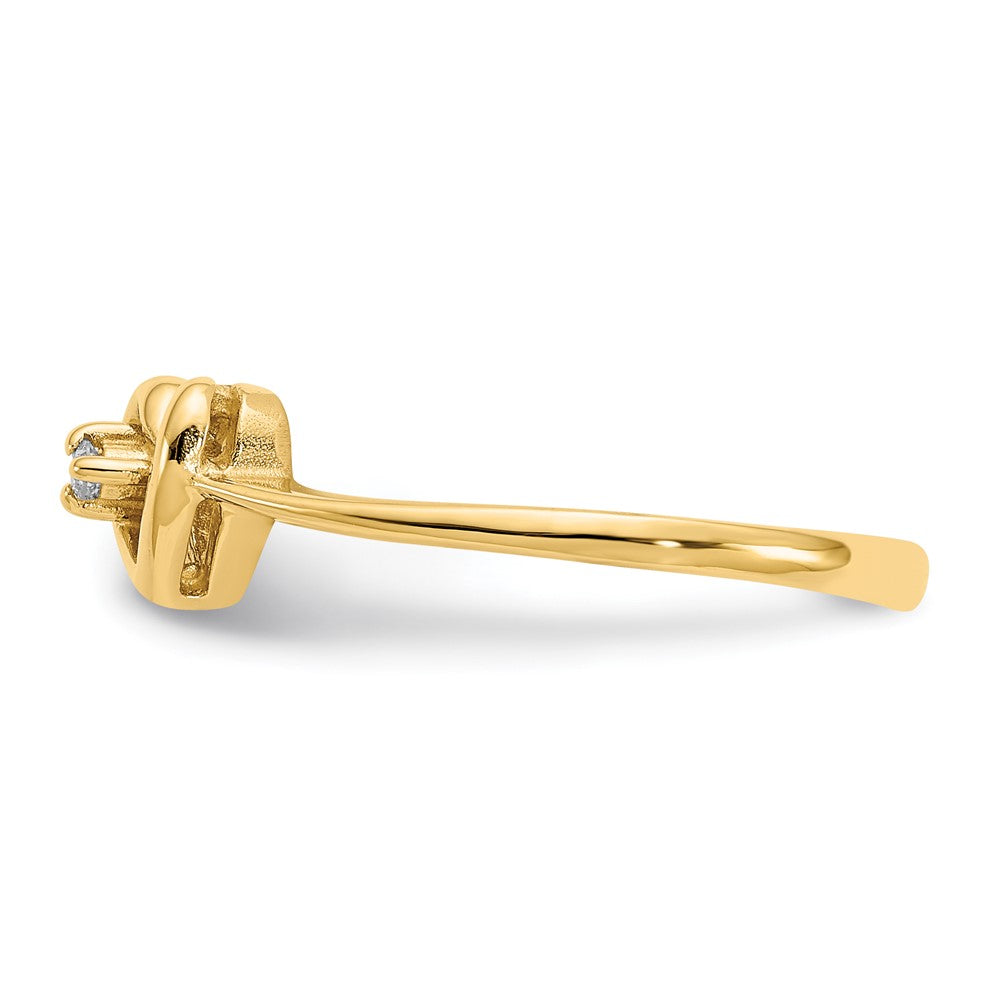 14K Yellow Gold AA Real Diamond heart ring