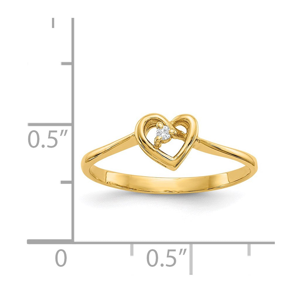 14K Yellow Gold AA Real Diamond heart ring