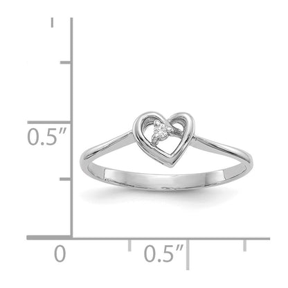 14k White Gold A Real Diamond heart ring