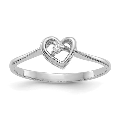 14k White Gold A Real Diamond heart ring