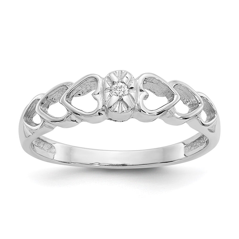 14k White Gold VS Real Diamond heart ring