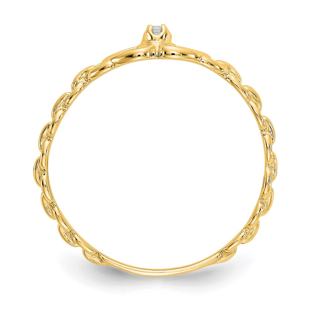 14K Yellow Gold AA Real Diamond heart ring