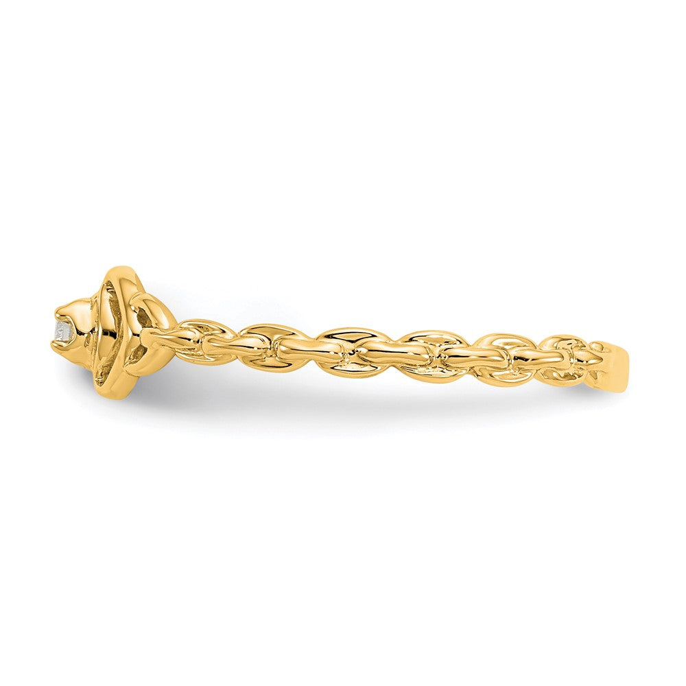 14K Yellow Gold AA Real Diamond heart ring