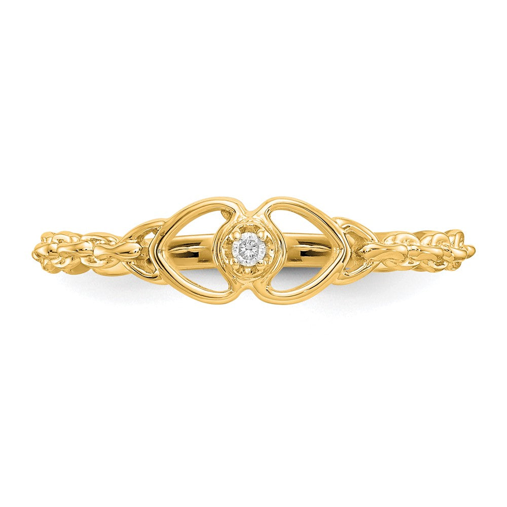 14K Yellow Gold AA Real Diamond heart ring