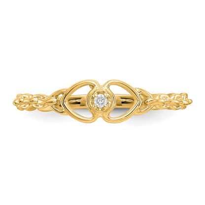 14K Yellow Gold AA Real Diamond heart ring