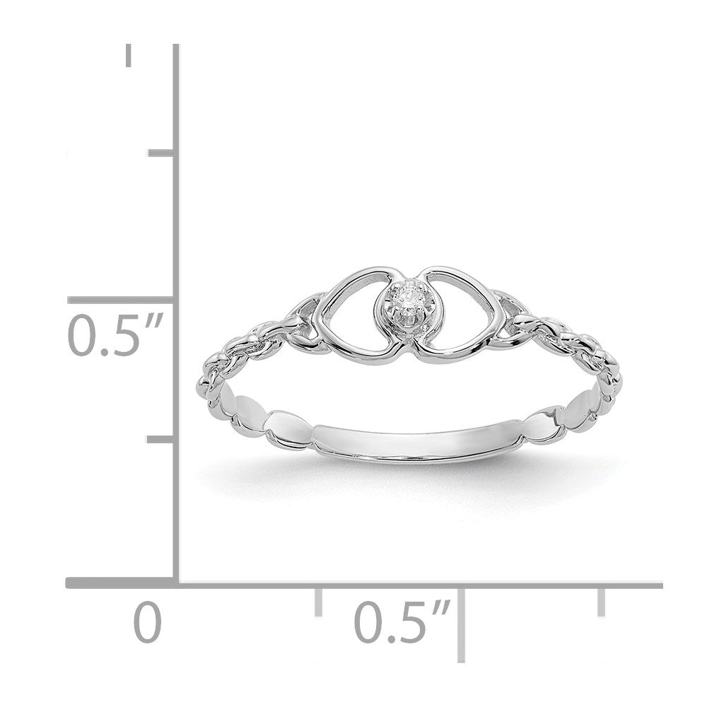 14k White Gold A Real Diamond heart ring