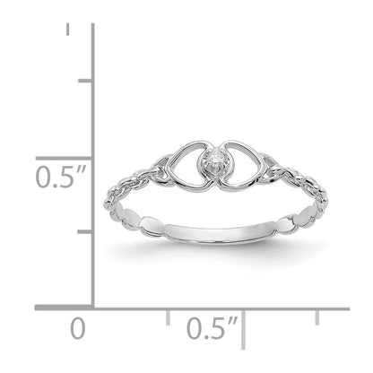 14k White Gold A Real Diamond heart ring