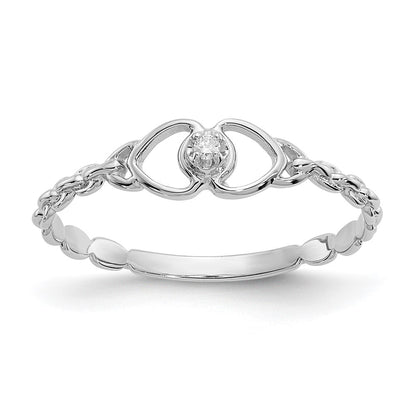14k White Gold A Real Diamond heart ring