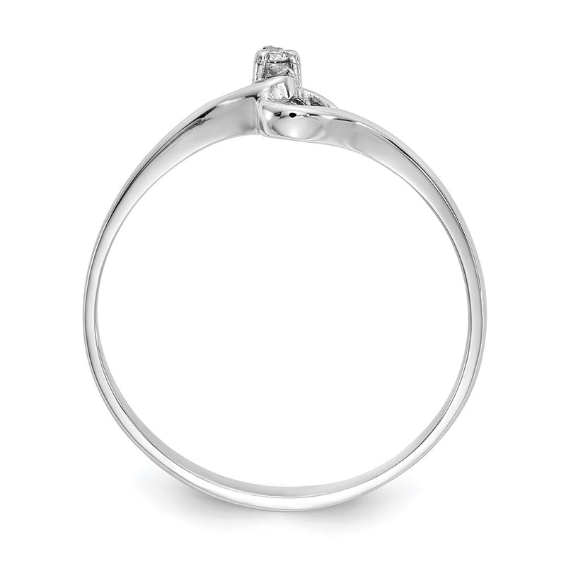 14k White Gold AA Real Diamond Heart Ring