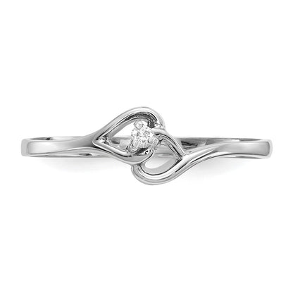 14k White Gold AA Real Diamond Heart Ring