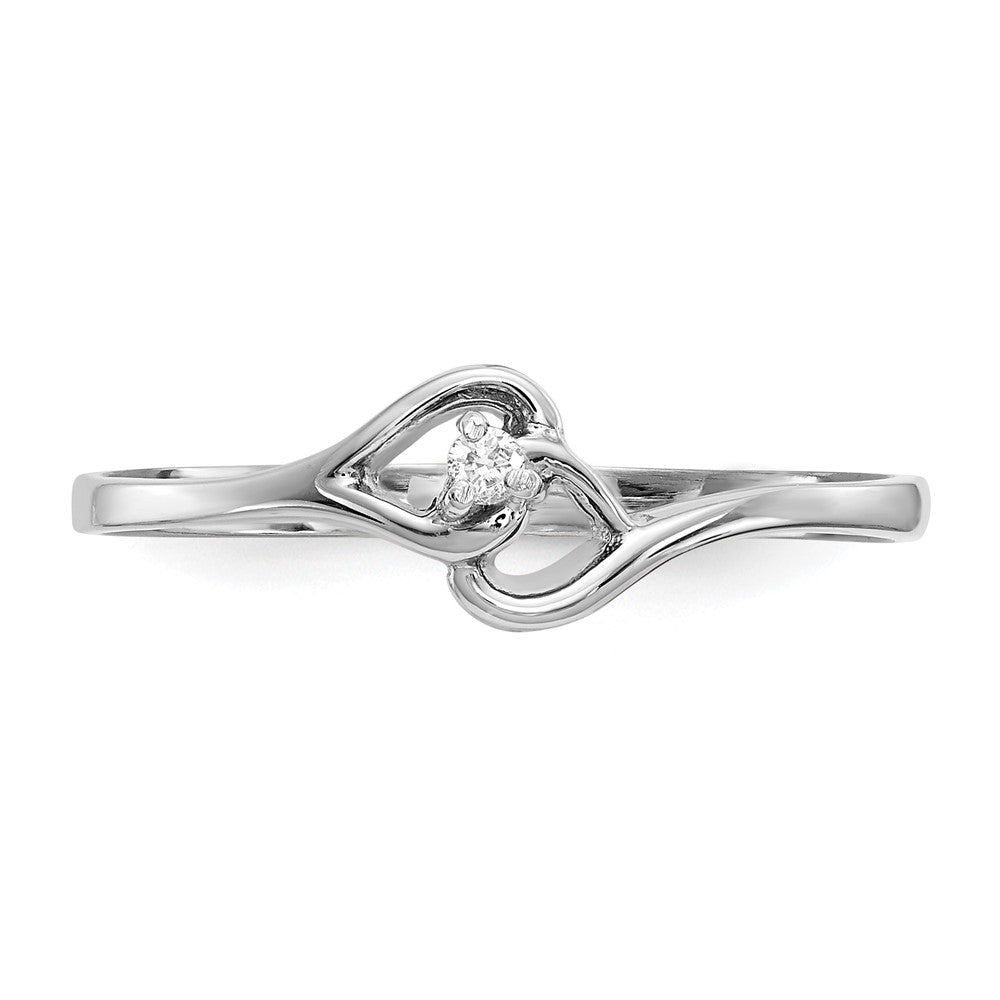 14k White Gold A Real Diamond heart ring