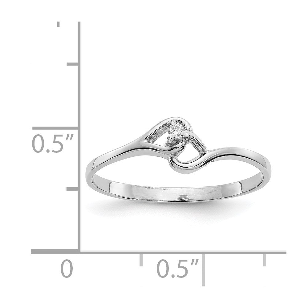 14k White Gold A Real Diamond heart ring