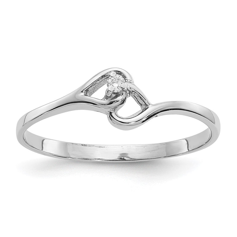 14k White Gold AAA Real Diamond heart ring