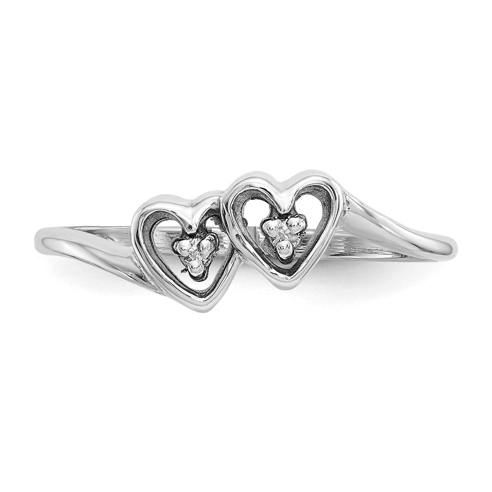 14k White Gold A Real Diamond heart ring