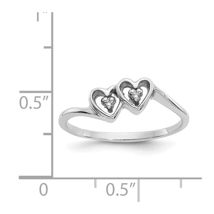 14k White Gold A Real Diamond heart ring
