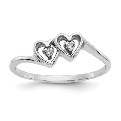 14k White Gold A Real Diamond heart ring