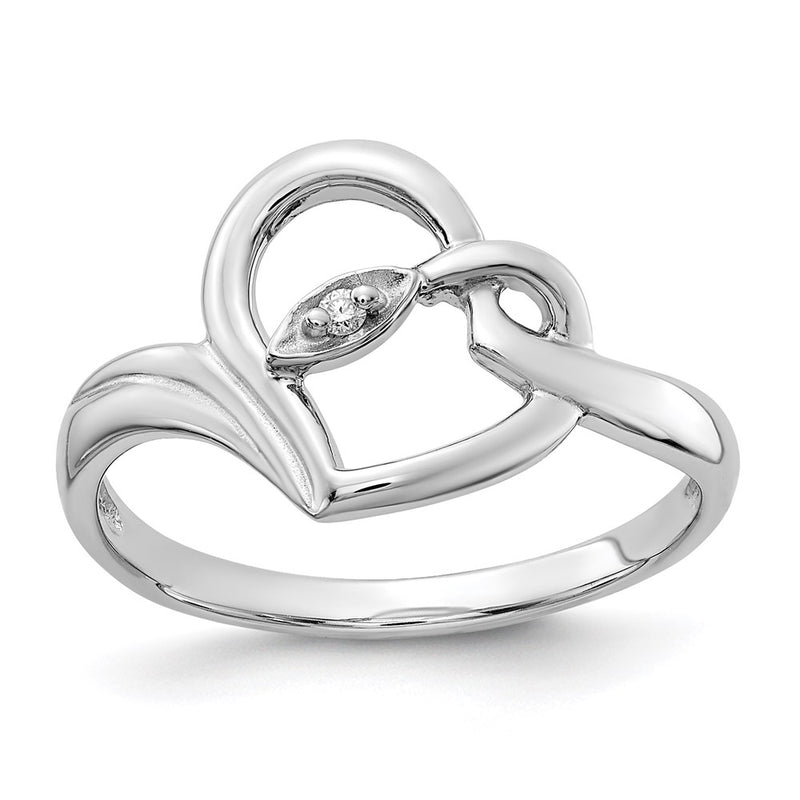 14K Yellow Gold AA Real Diamond heart ring