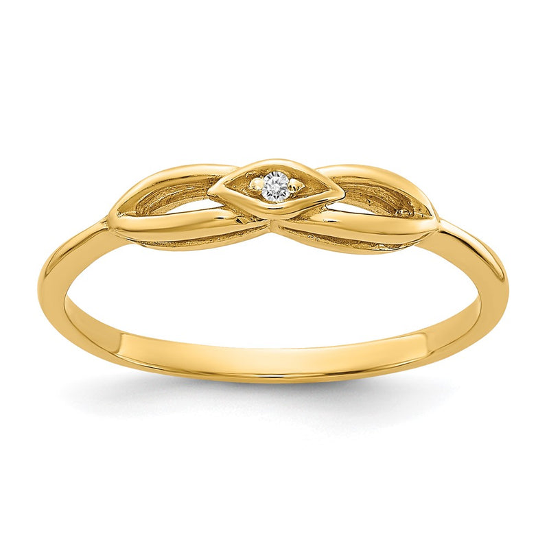 14k Yellow Gold Polished AA Diamond ring