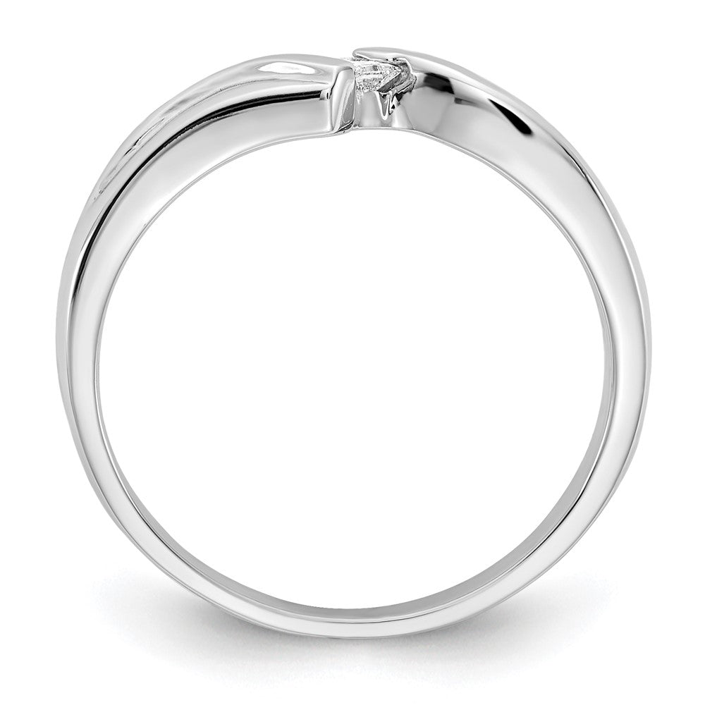 14k White Gold Polished AA Real Diamond Ring