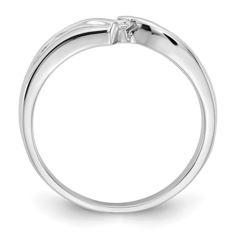 14k White Gold Polished AA Real Diamond Ring