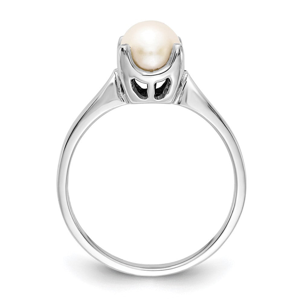 14k White Gold 6mm FW Cultured Pearl ring