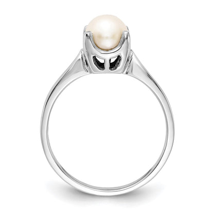 14k White Gold 6mm FW Cultured Pearl ring