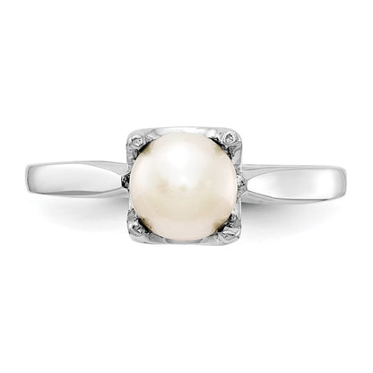 14k White Gold 6mm FW Cultured Pearl ring