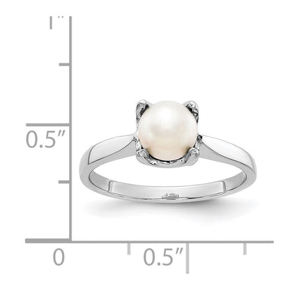 14k White Gold 6mm FW Cultured Pearl ring